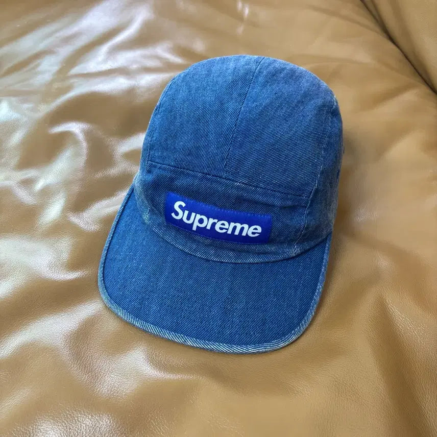 [BUNJANG] Supreme Box Logo Denim Camp Cap Hat / 슈프림 캠프캡 모자 박스로고 데님 로얄