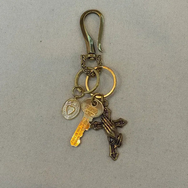 [BUNJANG] Vintage Brass Cross Pants Keychain / 빈티지 브라스 크로스 팬츠 키링