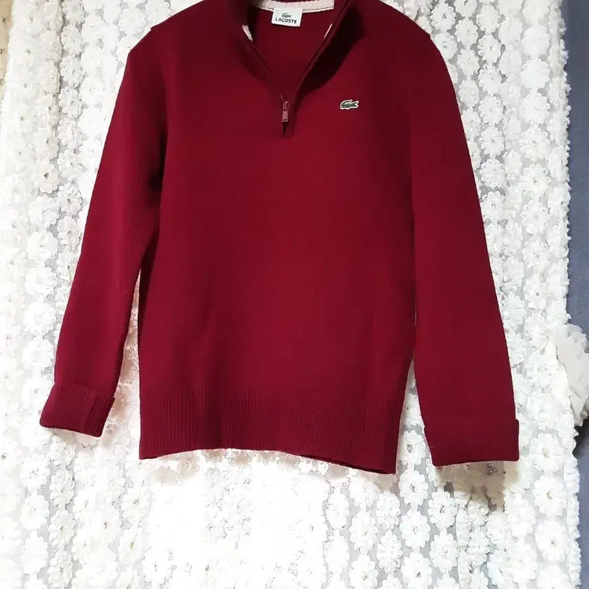[BUNJANG] Lacoste Burgundy Knit Half-Zip Sweater / 라코스테 니트 버건디 스웨터(정품)