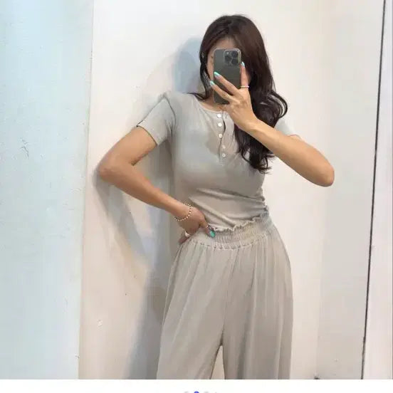[BUNJANG] Beige Set - Free Size / 점프 베이지 세트 새상품