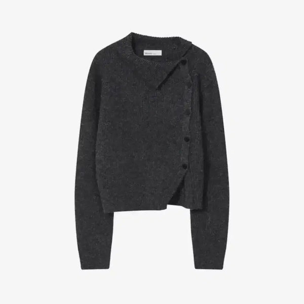 [BUNJANG] Miseki Seoul Side Button Knit Charcoal / 미세키서울 사이드 버튼 니트 차콜