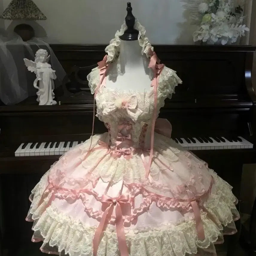 [BUNJANG] Limited Edition Lolita Pink Dress Full Set / 한정판 로리타 핑크 드레스 풀셋