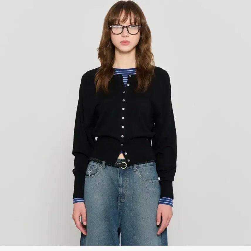 [BUNJANG] General Idea Signature Wool Crewneck Knit Cardigan / 제너럴아이디어 시그니처 울 크루넥 니트가디건 오헤시오