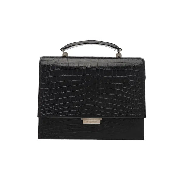 [BUNJANG] Saint Laurent Crocodile Embossed Babylon Top Handle Shoulder Bag Black / 생로랑 크로커다일 바빌론 탑핸들 숄더백
