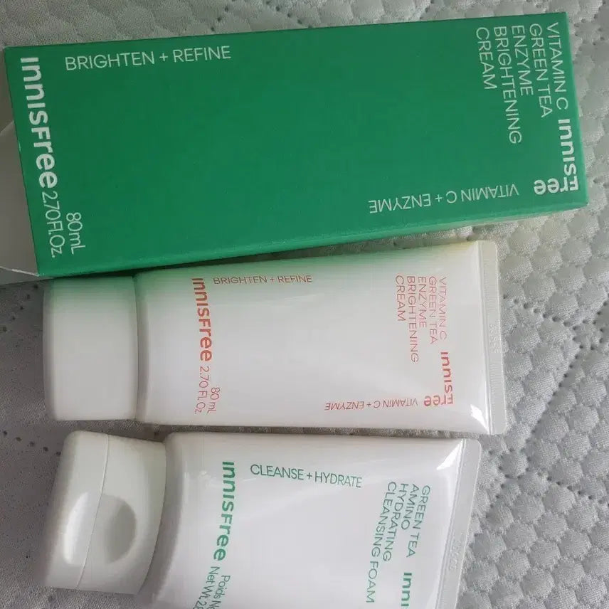 [BUNJANG] Innisfree Vitamin C Brightening Cream + Green Tea Cleansing Foam Bundle Set / (일괄)이니스프리 비타민C 브라이트닝 크림 + 그린티 클렌징폼