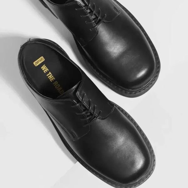 [BUNJANG] Witherroad Square Toe 4-Hole Derby Shoes Black / 위더로드 스퀘어토 4홀 더비 슈즈 블랙 265