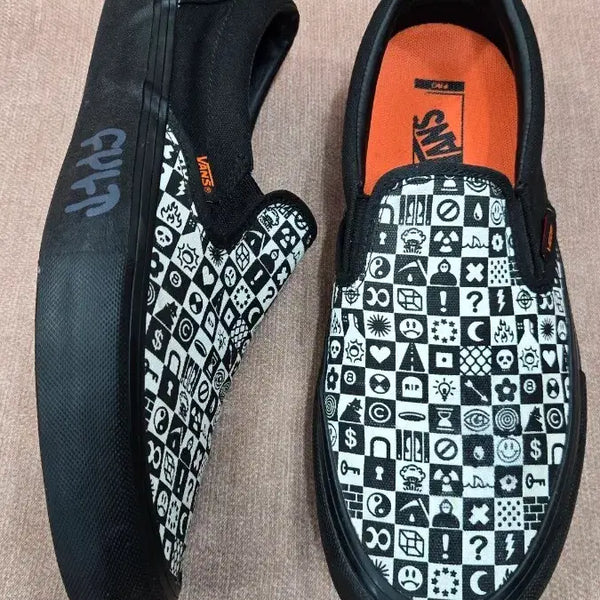 [BUNJANG] Vans Cult Checker Slip-On Pro Black Men's Shoes Sneakers / 반스 280mm- 컬트 체커 슬립온 프로 블랙 남성 신발 스니커즈