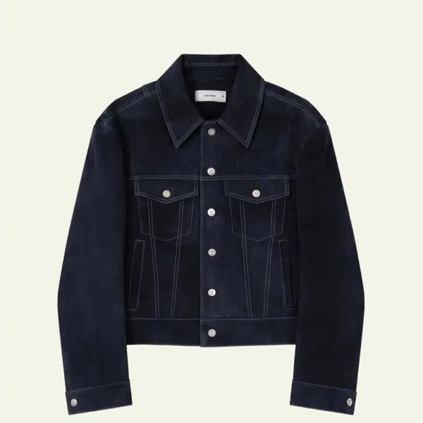 [BUNJANG] Waveyness Cropped Suede Trucker Jacket Navy Size 2 / [인기상품] 웨이비니스 크롭 스웨이드 트러커 자켓 2사이즈 네이비