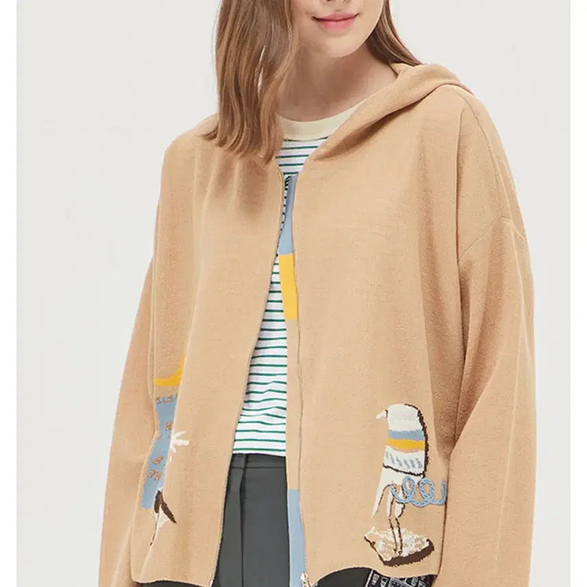[BUNJANG] Benetton Linen Hooded Zip-Up Cardigan / 베네통 린넨 후드 집업 가디건 free