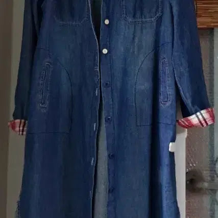 [BUNJANG] Urban Research Check Pattern Denim Long Shirt Dress / 청데님 체크 셔츠 원피스