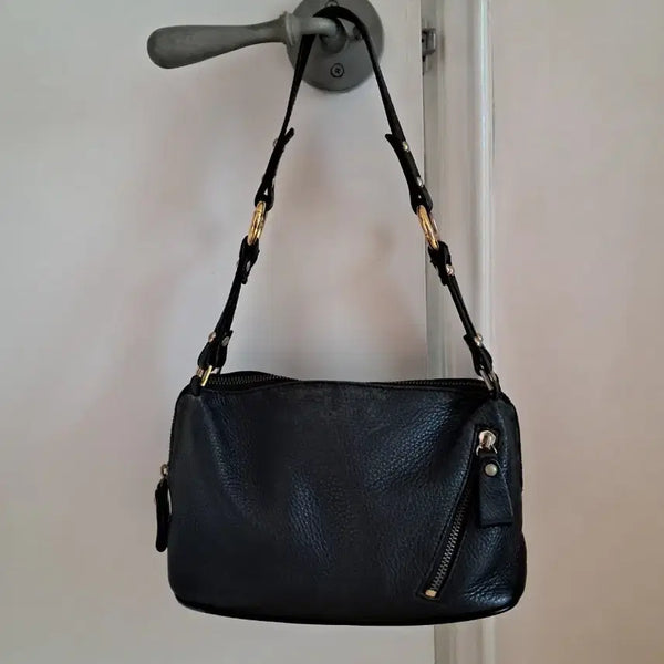 [BUNJANG] Black Leather Shoulder Bag / 가죽 숄더백 블랙