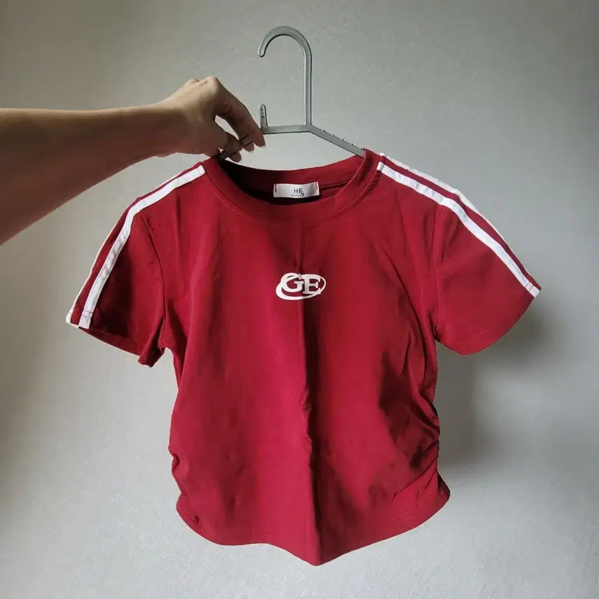[BUNJANG] Burgundy Short Sleeve Cropped T-Shirt / 버건디색 반팔 크롭티(S~L 사이즈)