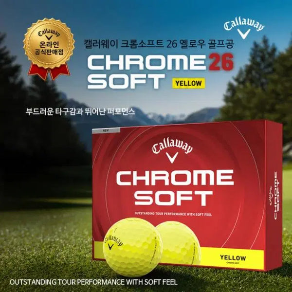[BUNJANG] Callaway Chrome Soft Yellow Golf Balls (1 Dozen, 12 Balls) / (1더즌 12알) 캘러웨이 정품 26 CHROME SOFT 크롬소프...