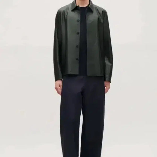 [BUNJANG] COS Leather Jacket Dark Green / COS 코스 가죽 자켓 다크 그린 48