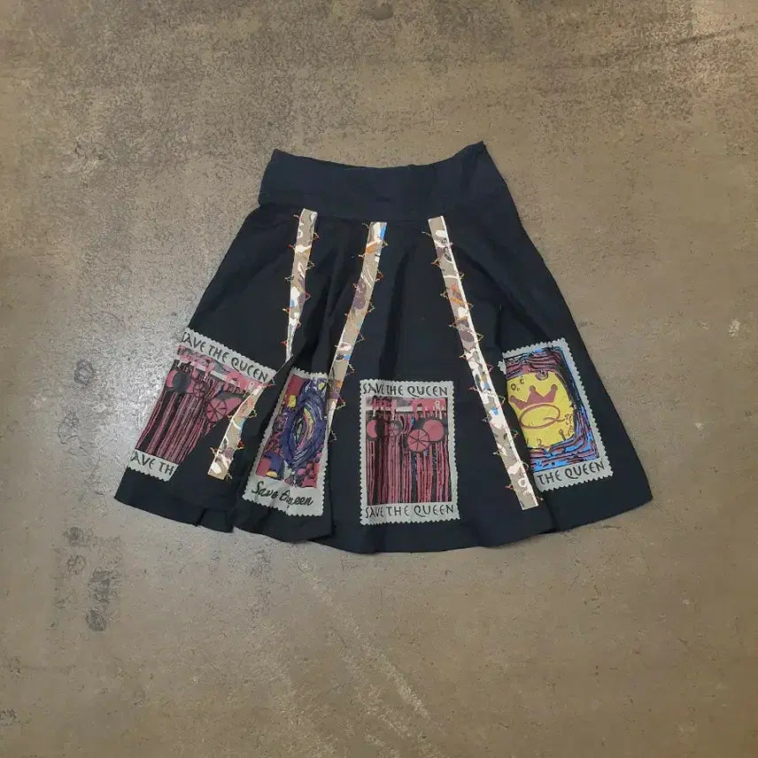 [BUNJANG] Chloé Stamp Pattern Black Skirt / 끌로에 우표 패턴 블랙 스커트