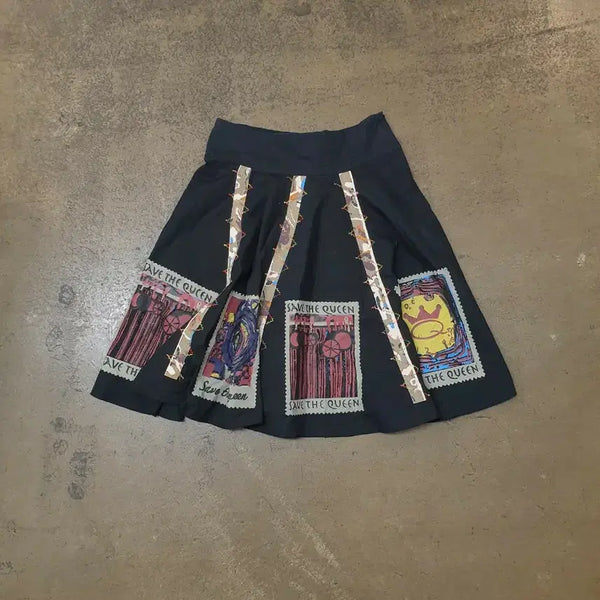 [BUNJANG] Chloé Stamp Pattern Black Skirt / 끌로에 우표 패턴 블랙 스커트