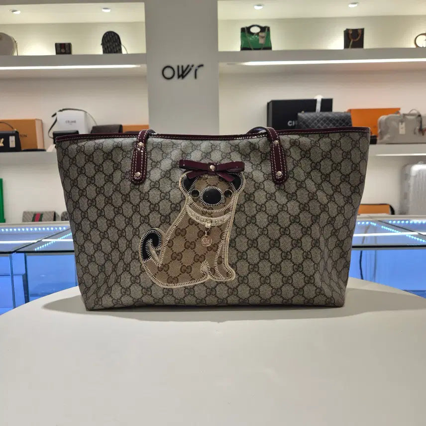 [BUNJANG] Gucci Oliver Pug Shoulder Tote Bag Brown / 구찌 올리버 퍼그 숄더 토트백 브라운
