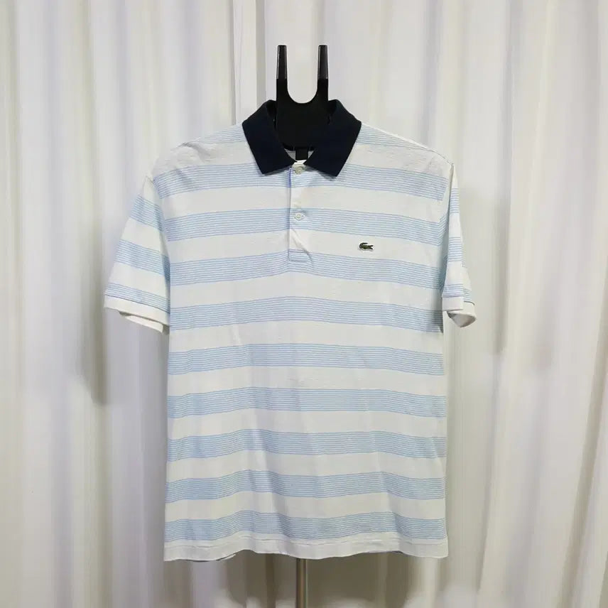 [BUNJANG] Lacoste Men's Striped Short Sleeve Polo Shirt Size 105 / 라코스테 남성 단가라 카라 반팔 티셔츠 105 오일장 0331