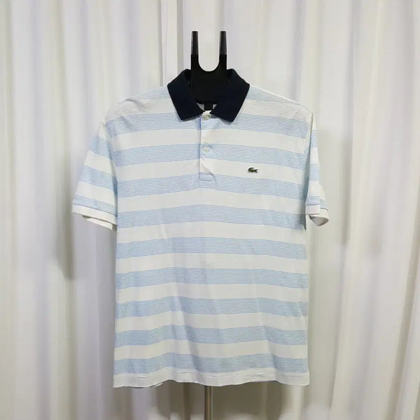 [BUNJANG] Lacoste Men's Striped Short Sleeve Polo Shirt Size 105 / 라코스테 남성 단가라 카라 반팔 티셔츠 105 오일장 0331