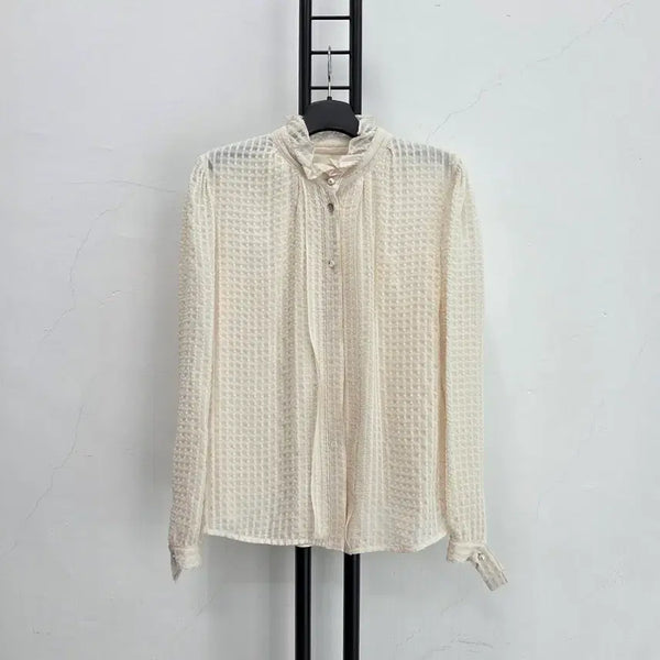 [BUNJANG] MINE Lace Frill Blouse Ivory / 정품 마인 MINE 레이스 프릴 블라우스 아이보리