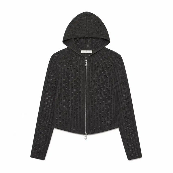 [BUNJANG] CACELE Trimmed Zip-Up Hoodie (Charcoal) / 카셀 후드 집업