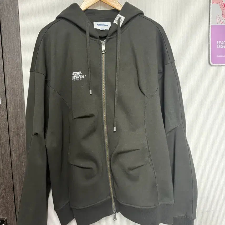 [BUNJANG] Ader Error Nolke Logo Hooded Zip-Up Khaki XL / 아더에러 놀크 로고 후드 집업 카키 xl