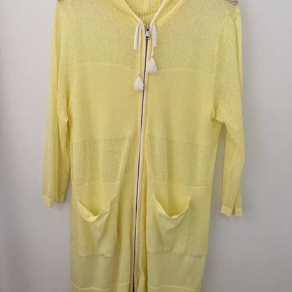 [BUNJANG] GIVY Yellow Hooded Knit Zip-Up Cardigan / [90] 기비(GIVY) 옐로우 후드 니트 집업 카디건
