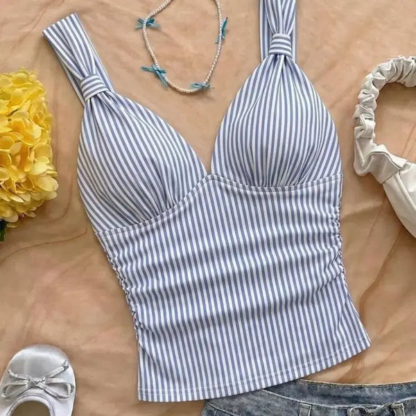 [BUNJANG] Zara-style Blue Stripe Summer Camisole Sleeveless Top / 자라 st 블루 스트라이프 여름 나시 민소매