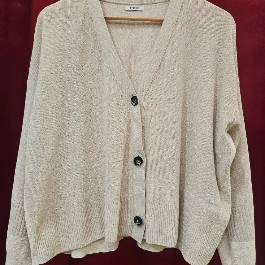 [BUNJANG] SYSTEM 24SS Ivory Cropped V-Neck Knit Cardigan F / SYSTEM 한섬 24SS 아이보리 크롭 브이넥 니트 가디건 F