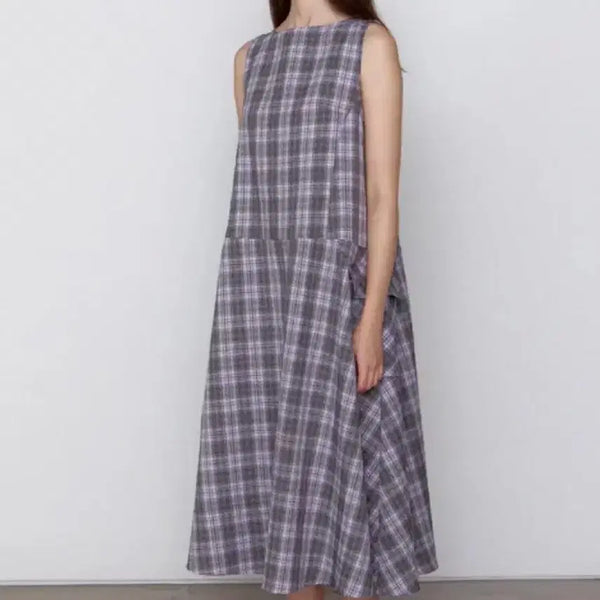 [BUNJANG] Brenda Brendon Useful Dress Check (Purple) / 브렌다브렌든 유즈풀 드레스 체크 (퍼플)