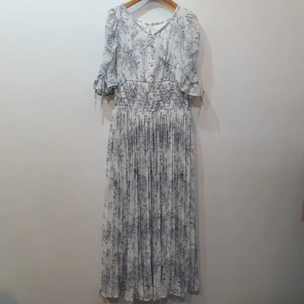 [BUNJANG] Ingni Flower Pleated Long Dress / ingni 뜨왈 플라워 플리츠 롱 원피스 잉그니