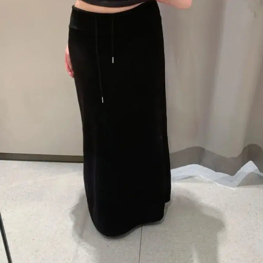 [BUNJANG] Womens Elastic Waist Long Skirt Black / (새상품) 밴딩 롱스커트 블랙