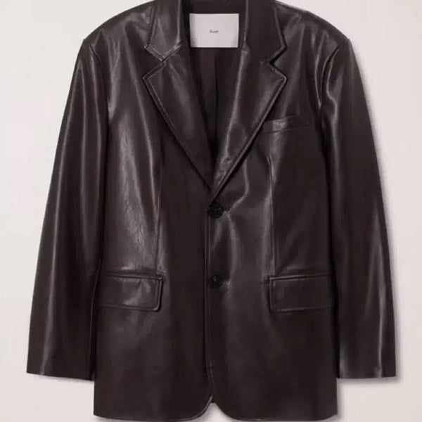 [BUNJANG] Dunst 2-Button Vegan Leather Blazer Brown XL / [s급] 던스트 2 버튼 비건 레더 블레이저 브라운 xl