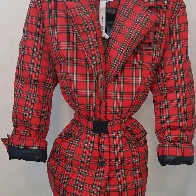 [BUNJANG] SJYP Check Pattern Long Padding Red / SJYP 체크 패턴 롱 패딩 레드 M상태최상