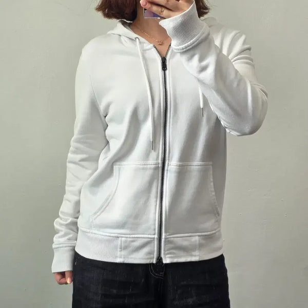 [BUNJANG] Armani Exchange Women's White Logo Rhinestone Hoodie Zip-Up (M) / [프립]M/아르마니 익스체인지(A|X) 후드 집업 화이트