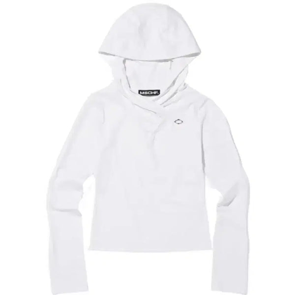 [BUNJANG] Mischief Hooded Shirring Overlap Top White / 미스치프 후드 셔링 오버랩 탑 화이트