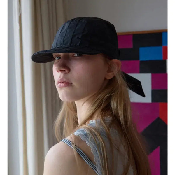 [BUNJANG] No Contents Ribbon Plain Cap Black / 노컨텐츠 모자