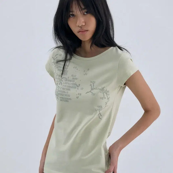 [BUNJANG] Wellbeing Express Message Vine Half Sleeve T-Shirt Mint / 웰빙익스프레스 반팔 Message Vine Half Sleeve Mint