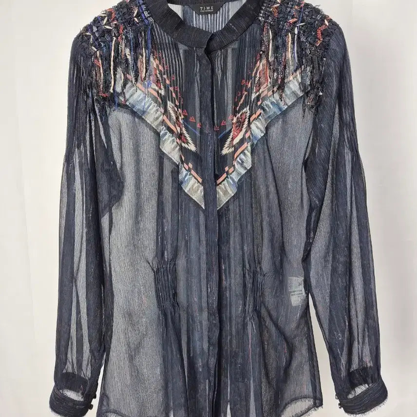 [BUNJANG] TIME Women's Navy Blouse Shirt / 타임 여성 블라우스 셔츠 네이비