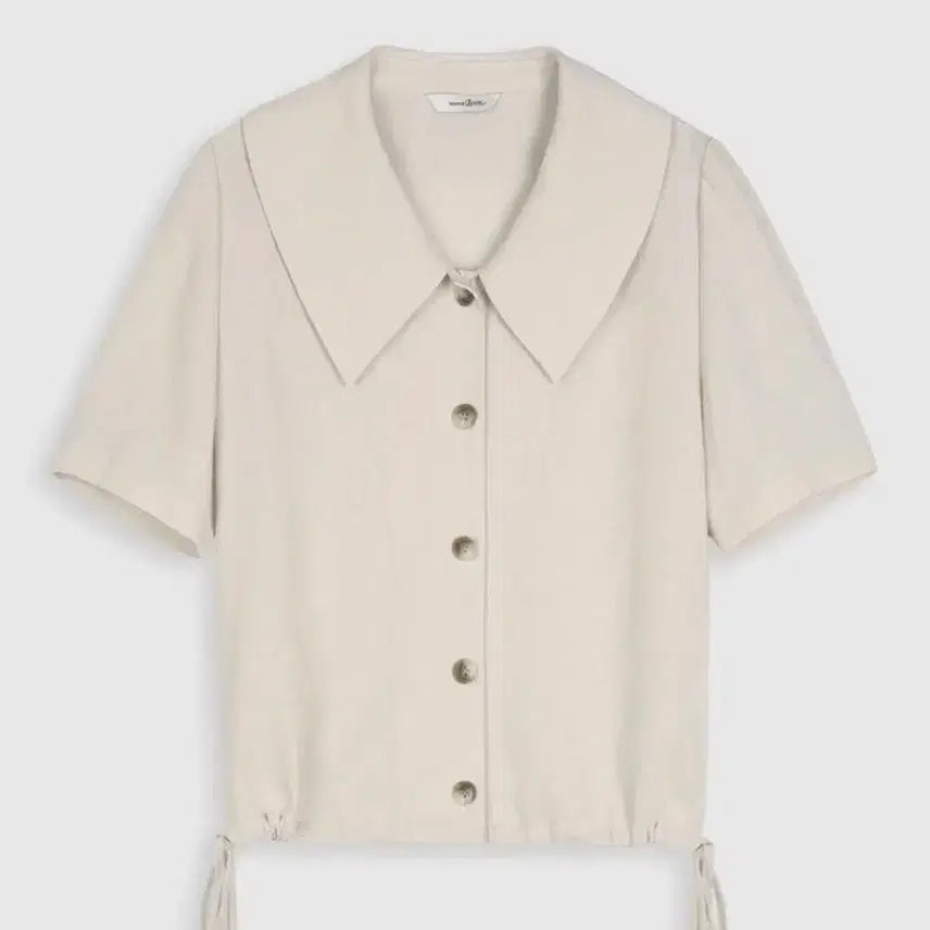 [BUNJANG] Roem Cropped Shacket Short-Sleeve Shirt Blouse - Light Beige / 로엠) 크랍 셔켓 라이트베이지 반팔 셔츠 블라우스