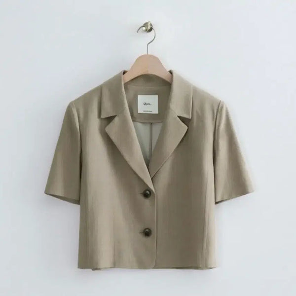 [BUNJANG] ROEM Short-Sleeve Jacket Brown / 로엠) 반팔 자켓 브라운