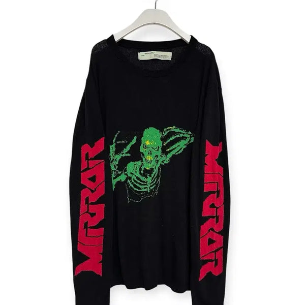 [BUNJANG] Off-White Mirror Skull Long Sleeve Knit / 오프화이트 미러 스컬 롱슬리브 니트