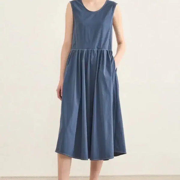 [BUNJANG] The Cashmere S23 Sleeveless Flare Long Dress / 한섬 더캐시미어 s23 롱 원피스 55-66