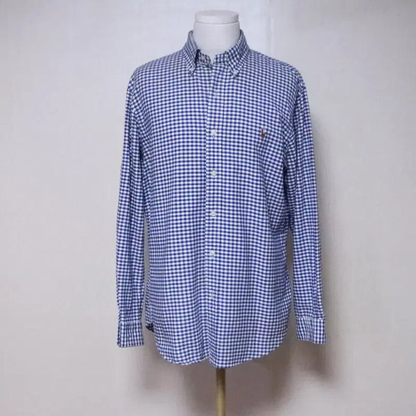 [BUNJANG] Polo Ralph Lauren Men's Navy Check Cotton Shirt (Size 100) / 폴로 남성100 네이비 체크 셔츠(9)