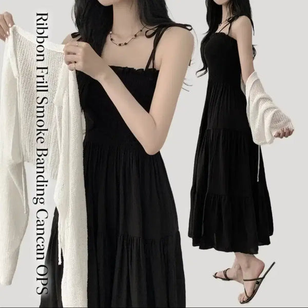 [BUNJANG] Bliss Smocked Maxi Long Dress / 에이블리 블리즈 하체커버 바캉스 끈나시 스모크 맥시 롱원피스
