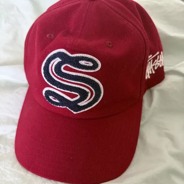 [BUNJANG] Stussy Mid Debs Chenille S Cap Hat Wine / 스투시 미드 뎁스 셔닐 S 볼캡 모자 와인