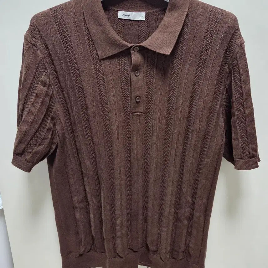 [BUNJANG] EDITION Crochet Collar Short Sleeve Polo Shirt Dark Brown XXL / 에디션 크로셰 카라넥 반팔카라티 xxl(110)사이즈 다크브라운 판매
