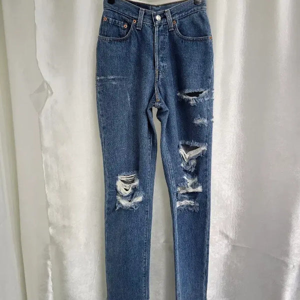 [BUNJANG] Levi's 17501 Vintage Cutoff Distressed Jeans / 리바이스 17501 청바지 빈티지 컷팅 데미지 (2204)