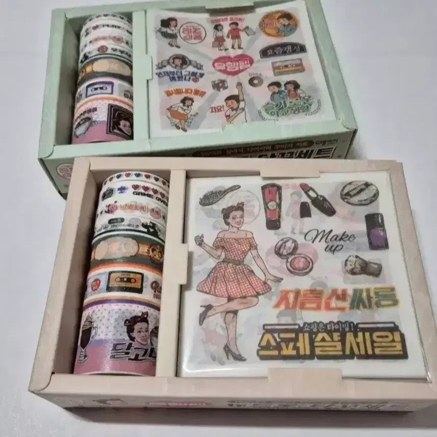[BUNJANG] Retro Masking Tape & Sticker Set / 테잎7종/스티커9종)고전 레트로 마스킹 세트