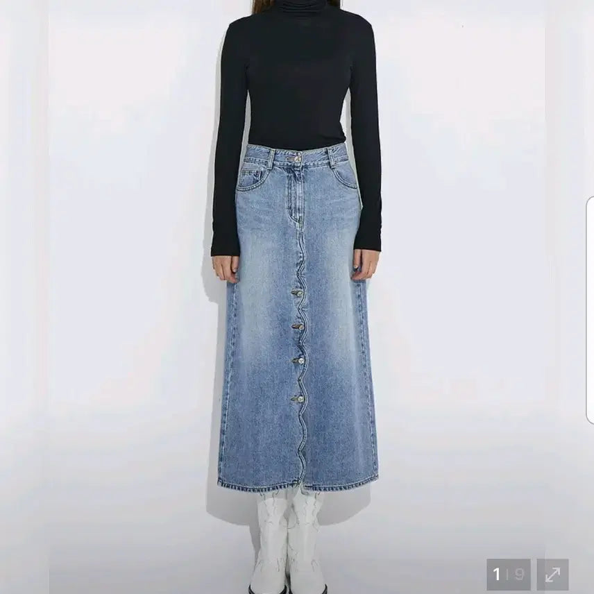 [BUNJANG] Lucky Chouette Denim Long Skirt / 럭키슈에뜨 데님 스커트